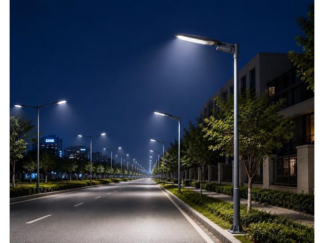 10 x led straatlamp 50w – 6400k koud wit - grijs – ip65 – florida-50 - afbeelding 2 van  5