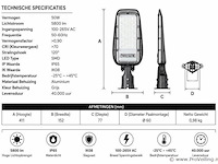 10 x led straatlamp 50w – 6400k koud wit - grijs – ip65 – florida-50 - afbeelding 4 van  5