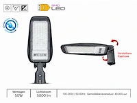 10 x led straatlamp 50w – 6400k koud wit - grijs – ip65 – florida-50