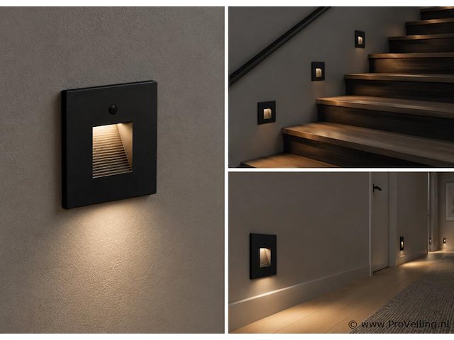10 x led trapverlichting 1w – 4200k neutraal wit - zwart – pir sensor – ip20 – diamond - afbeelding 3 van  5