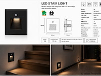 10 x led trapverlichting 1w – 4200k neutraal wit - zwart – pir sensor – ip20 – diamond - afbeelding 5 van  5