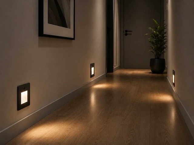 10 x led trapverlichting 1w – 4200k neutraal wit - zwart – pir sensor – ip20 – diamond - afbeelding 1 van  5