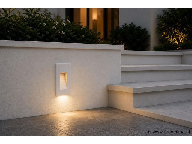 10 x led trapverlichting 3w – 3000k warm wit - rechthoek – wit – ip54 – yoga-v1 - afbeelding 3 van  5