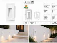 10 x led trapverlichting 3w – 3000k warm wit - rechthoek – wit – ip54 – yoga-v1 - afbeelding 5 van  5
