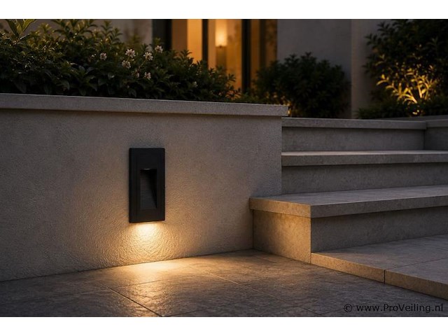 10 x led trapverlichting 3w – 3000k warm wit - rechthoek – zwart – ip54 – yoga-v1 - afbeelding 3 van  5