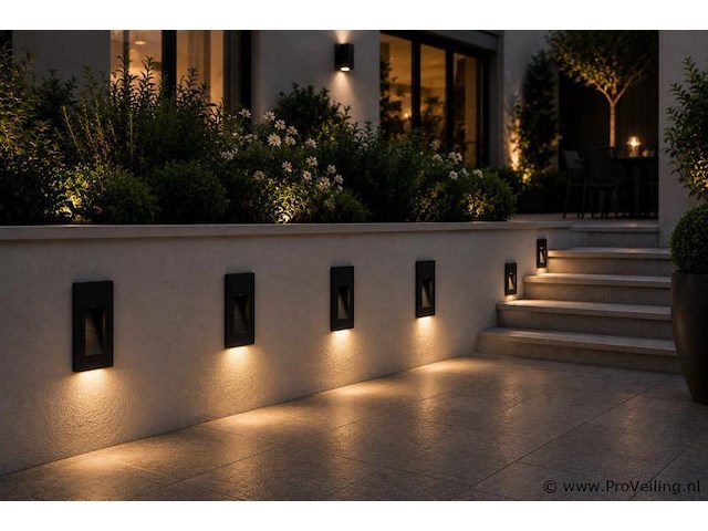 10 x led trapverlichting 3w – 3000k warm wit - rechthoek – zwart – ip54 – yoga-v1 - afbeelding 1 van  5