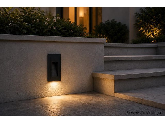 10 x led trapverlichting 3w – 3000k warm wit - rechthoek – zwart – ip54 – yoga-v1 - afbeelding 3 van  5
