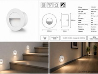 10 x led trapverlichting 3w – 3000k warm wit - rond – wit – ip54 – icon-r - afbeelding 5 van  5