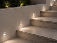 10 x led trapverlichting 3w – 3000k warm wit - rond – wit – ip54 – icon-r - afbeelding 1 van  5
