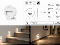 10 x led trapverlichting 3w – 3000k warm wit - rond – wit – ip54 – icon-r - afbeelding 5 van  5