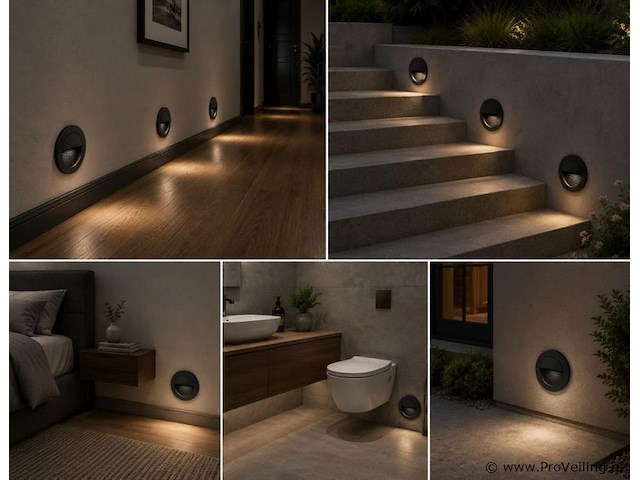 10 x led trapverlichting 3w – 3000k warm wit - rond – zwart – ip54 – icon-r - afbeelding 3 van  5
