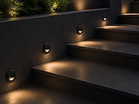 10 x led trapverlichting 3w – 3000k warm wit - rond – zwart – ip54 – icon-r - afbeelding 1 van  5