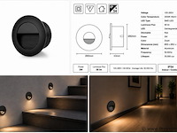 10 x led trapverlichting 3w – 3000k warm wit - rond – zwart – ip54 – icon-r - afbeelding 5 van  5