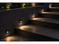 10 x led trapverlichting 3w – 3000k warm wit - rond – zwart – ip54 – icon-r - afbeelding 1 van  5