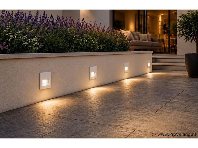 10 x led trapverlichting 3w – 3000k warm wit - vierkant – wit – ip54 – icon-s - afbeelding 3 van  5