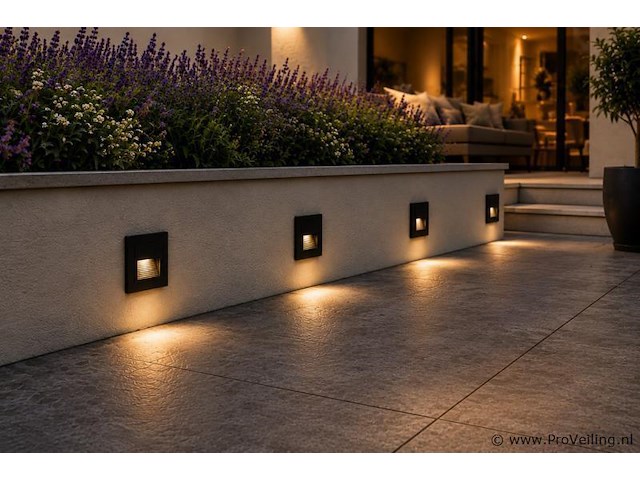 10 x led trapverlichting 3w – 3000k warm wit - vierkant – zwart – ip54 – icon-s - afbeelding 1 van  5