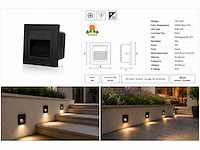 10 x led trapverlichting 3w – 3000k warm wit - vierkant – zwart – ip54 – icon-s - afbeelding 5 van  5