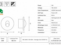 10 x led trapverlichting 3w – 4000k neutraal wit - matchroom – ip20 – yakut - afbeelding 4 van  5