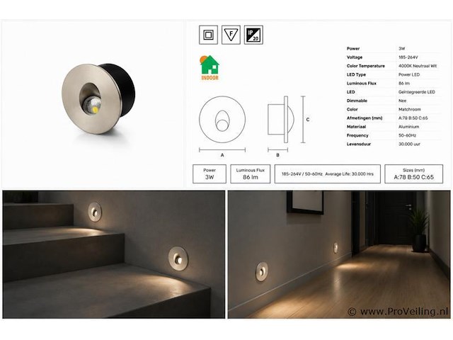 10 x led trapverlichting 3w – 4000k neutraal wit - matchroom – ip20 – yakut - afbeelding 5 van  5