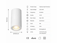 10 x opbouw spot armatuur – gu10 – wit – ip20 – frezya-r - afbeelding 2 van  5