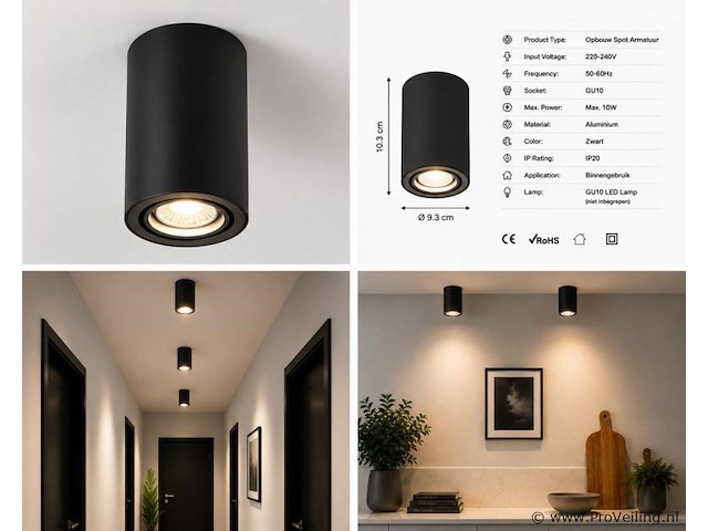 10 x opbouw spot armatuur – gu10 – zwart – ip20 – frezya-r - afbeelding 5 van  5