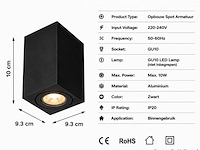10 x opbouw spot armatuur – gu10 – zwart – ip20 – frezya-s - afbeelding 4 van  5