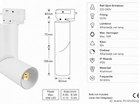 10 x rail spot armatuur – gu10 – wit – ip20 – toronto - afbeelding 5 van  5