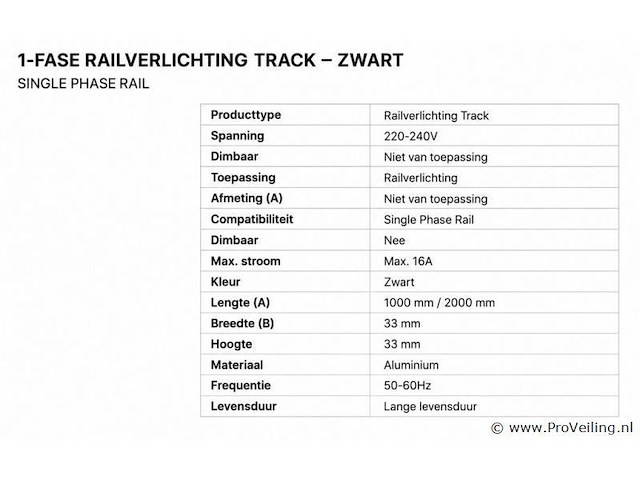 10 x railverlichting track – 1 fase – 2 meter – zwart - lighting track - afbeelding 5 van  5