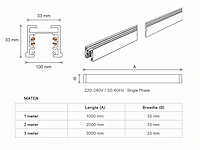 10 x railverlichting track – 1 fase – 3 meter – zwart - lighting track - afbeelding 2 van  5