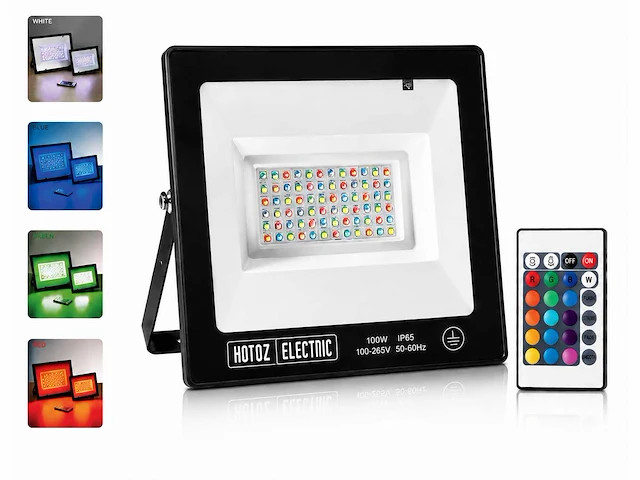 10 x rgb led floodlight 100w - zwart – ip65 – remix-100 - afbeelding 1 van  5