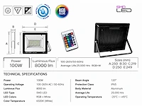 10 x rgb led floodlight 100w - zwart – ip65 – remix-100 - afbeelding 4 van  5