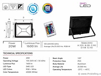 10 x rgb led floodlight 20w - zwart – ip65 – remix-20 - afbeelding 4 van  5
