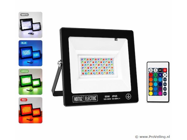 10 x rgb led floodlight 50w - zwart – ip65 – remix-50 - afbeelding 1 van  5