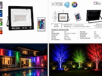 10 x rgb led floodlight 50w - zwart – ip65 – remix-50 - afbeelding 5 van  5