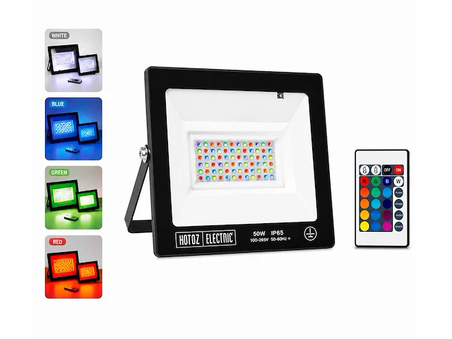 10 x rgb led floodlight 50w - zwart – ip65 – remix-50 - afbeelding 1 van  5