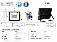 10 x rgb led floodlight 50w - zwart – ip65 – remix-50 - afbeelding 4 van  5