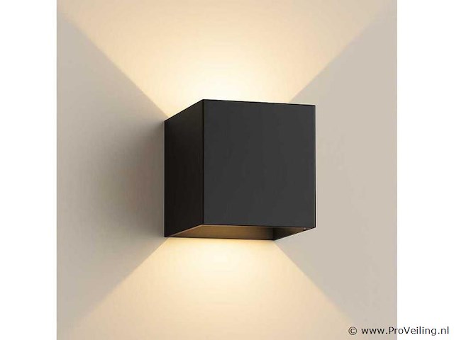 10 x wandlamp – tweerichtings led – kubus – 2 x 5w – zwart - afbeelding 2 van  5