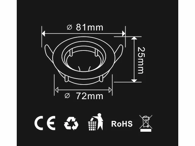 100 x downlight fitting – draaibaar – gu10 – wit – ip20 - afbeelding 4 van  5