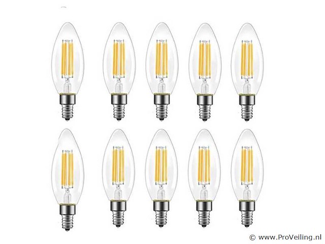 100 x led filament lamp c35 – 6w – e14 – dimbaar – 2700k warm wit - afbeelding 3 van  3