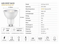 100 x led spot gu10 – 6w – 4200k neutraal wit – ip20 - afbeelding 3 van  4