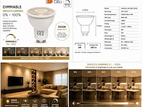 100 x led spot gu10 – 6w – dimbaar – 3000k warm wit – ip20 - afbeelding 4 van  4