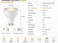 100 x led spot gu10 – 6w – dimbaar – 3000k warm wit – ip20 - afbeelding 3 van  4