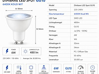 100 x led spot gu10 – 6w – dimbaar – 6400k koud wit – ip20 - afbeelding 3 van  4