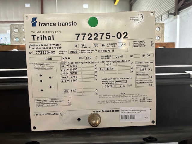 1000 kva france transfo transformator 20.000/420 volt dry type - afbeelding 3 van  11