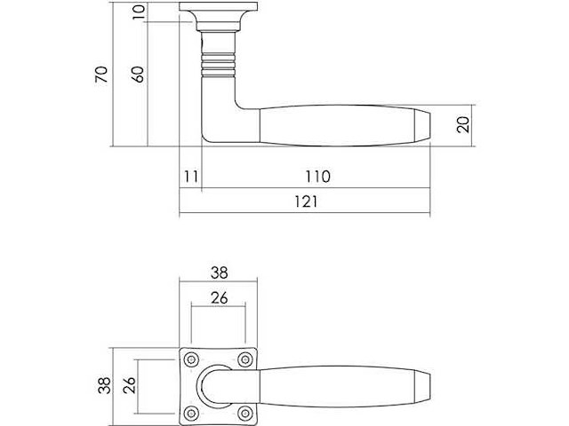 (100x) deurkruk jaren ‘30 - nikkel zwart / ebbenhout - afbeelding 2 van  2