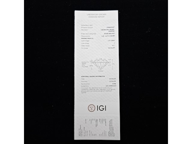 1.01 karaat diamant (gecertificeerd) - afbeelding 8 van  9