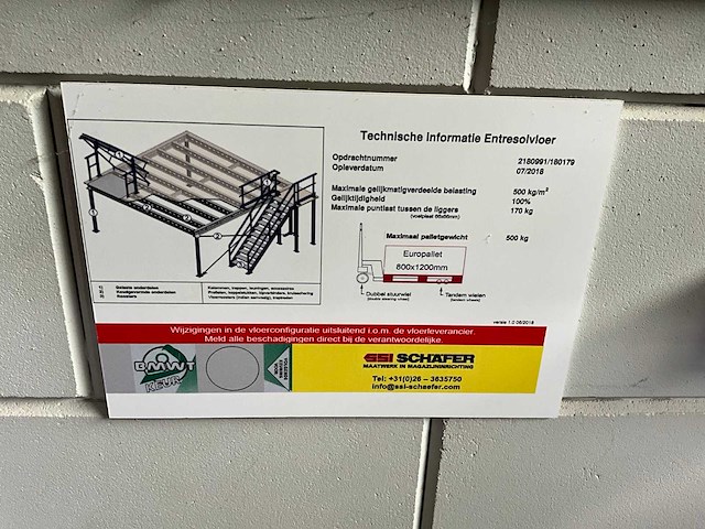 105m2 ssi schäfer vrijstaande entresolvloer v.v.20m ballustrade , palletopzetplaats, ledarmaturen bouwjaar 2018 - afbeelding 6 van  14
