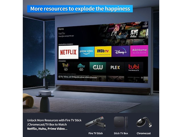 1080p beamer, wifi bluetooth met dolby 4k - afbeelding 4 van  4