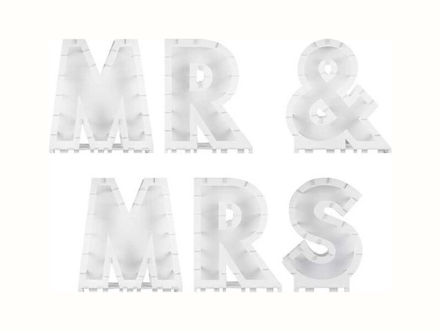 10x ballonstandaard mr & mrs - wit - per set ginger ray - afbeelding 1 van  3