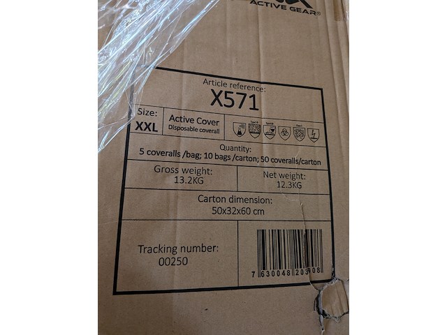 10x doos à 50 stuks coverallset active gear, x571, bouwjaar 2019 - afbeelding 3 van  6